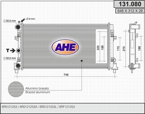 AHE Радиатор, охлаждение двигателя 131.080