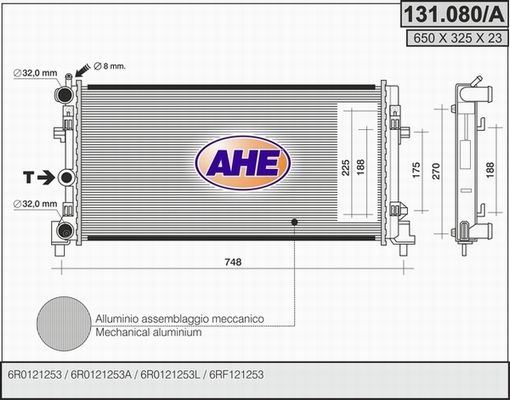 AHE Radiaator,mootorijahutus 131.080/A