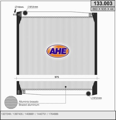 AHE Radiaator,mootorijahutus 133.003