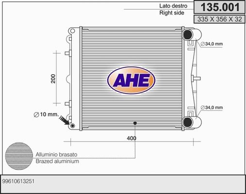 AHE Radiaator,mootorijahutus 135.001