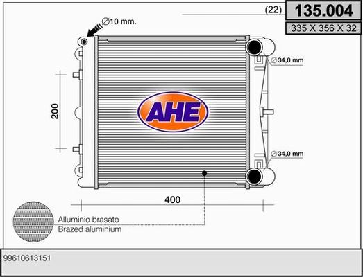 AHE Radiaator,mootorijahutus 135.004