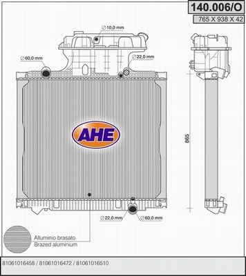 AHE Radiaator,mootorijahutus 140.006/O