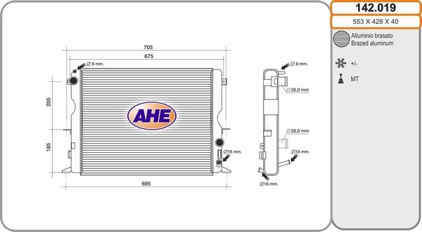 AHE Radiaator,mootorijahutus 142.019