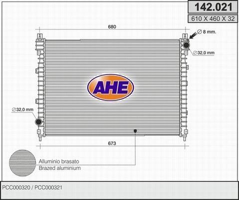 AHE Radiaator,mootorijahutus 142.021