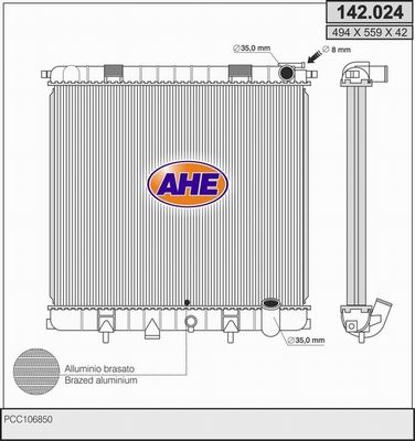 AHE Radiaator,mootorijahutus 142.024