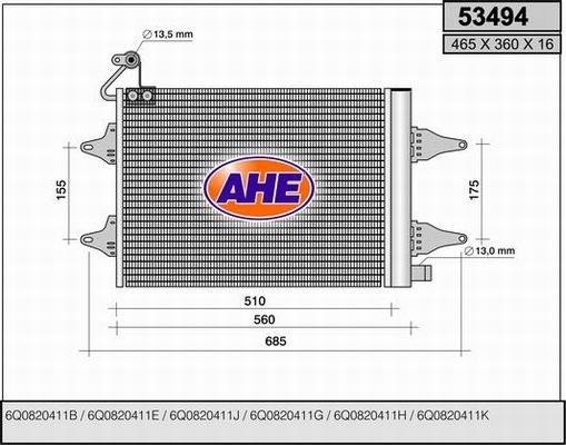 AHE Конденсатор, кондиционер 53494