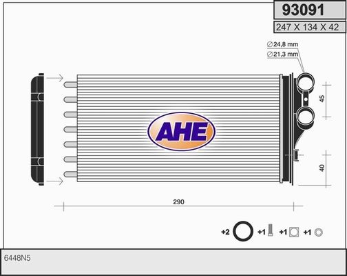 AHE Теплообменник, отопление салона 93091