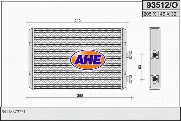 AHE Теплообменник, отопление салона 93512/O