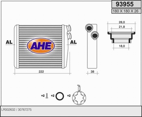 AHE Теплообменник, отопление салона 93955
