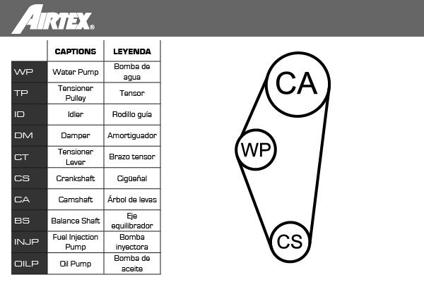 AIRTEX Veepump + hammasrihmakomplekt WPK-1164-C02