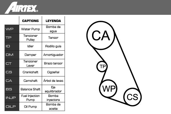 AIRTEX Veepump + hammasrihmakomplekt WPK-136102