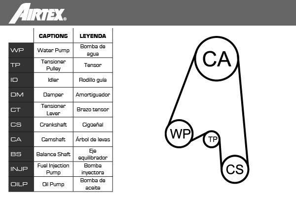 AIRTEX Veepump + hammasrihmakomplekt WPK-163101