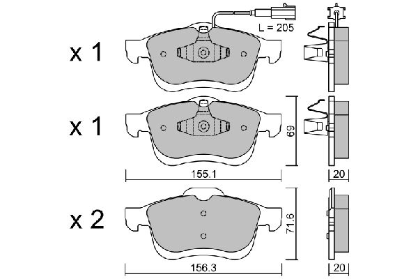 AISIN Piduriklotsi komplekt,ketaspidur BPFI-1027