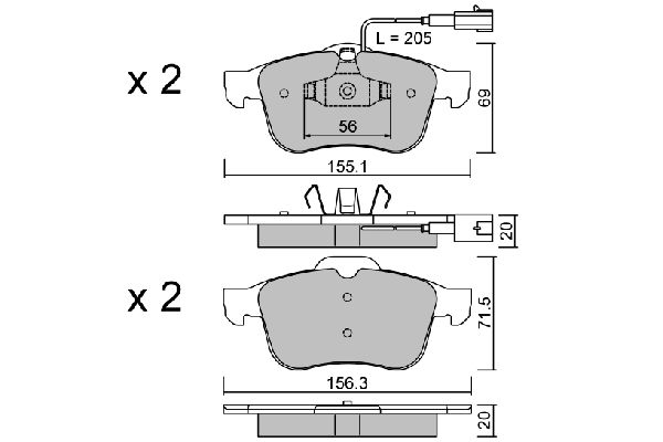 AISIN Комплект тормозных колодок, дисковый тормоз BPFI-1033