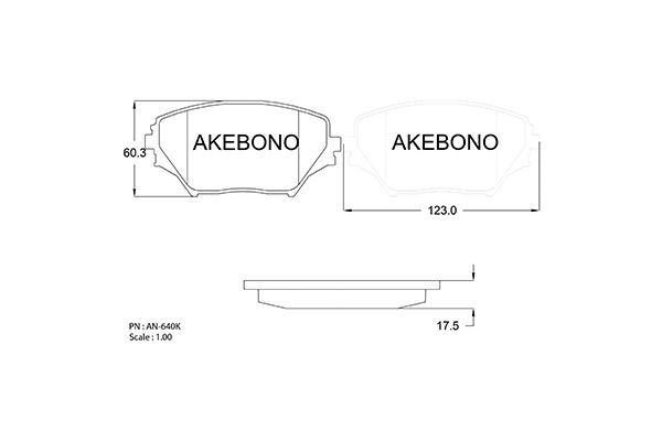 AKEBONO Комплект тормозных колодок, дисковый тормоз AN-640K