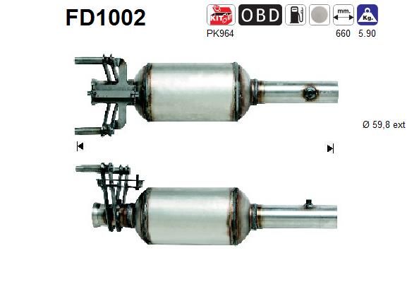AS Сажевый / частичный фильтр, система выхлопа ОГ FD1002
