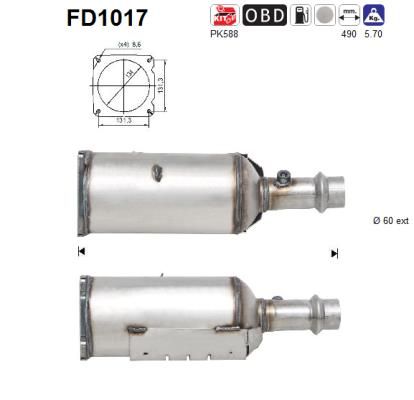 AS Сажевый / частичный фильтр, система выхлопа ОГ FD1017
