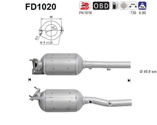 AS Сажевый / частичный фильтр, система выхлопа ОГ FD1020
