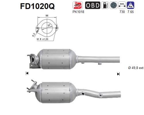 AS Сажевый / частичный фильтр, система выхлопа ОГ FD1020Q