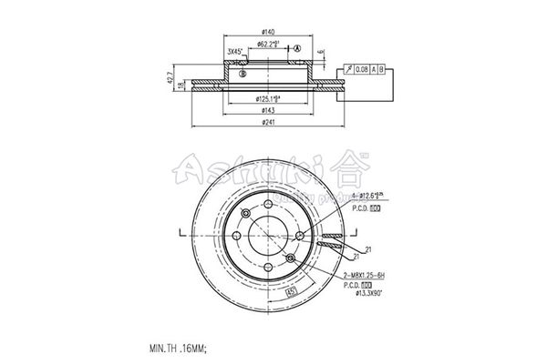 ASHUKI Тормозной диск 0990-1230