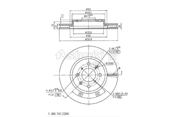 ASHUKI Тормозной диск K016-58