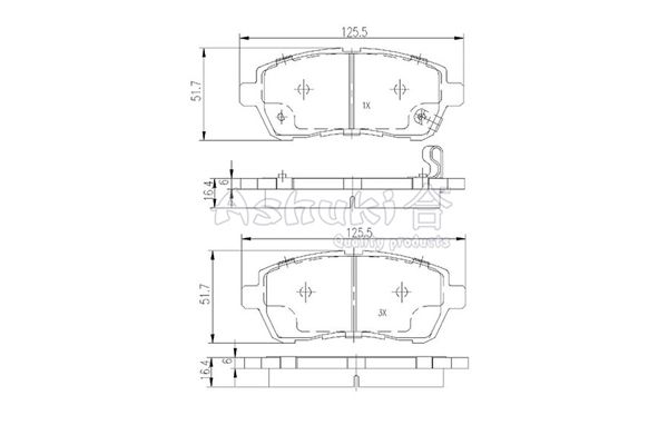 ASHUKI Piduriklotsi komplekt,ketaspidur M050-39