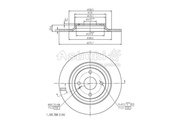 ASHUKI Тормозной диск M606-44