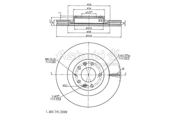 ASHUKI Тормозной диск M606-50