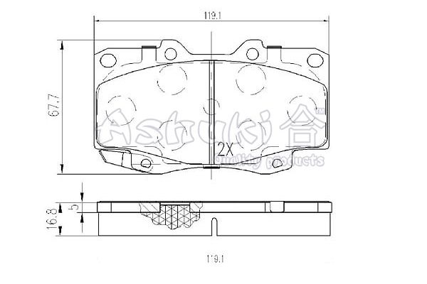 ASHUKI Piduriklotsi komplekt,ketaspidur T112-45