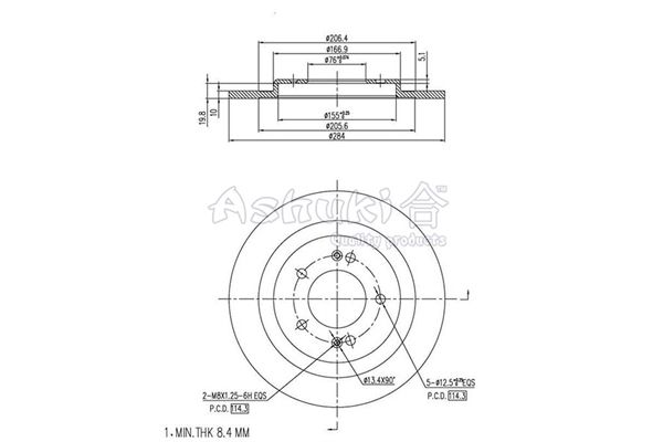 ASHUKI Тормозной диск Y089-59