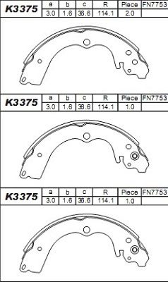 ASIMCO Piduriklotside komplekt K3375