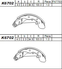 ASIMCO Комплект тормозных колодок K6702