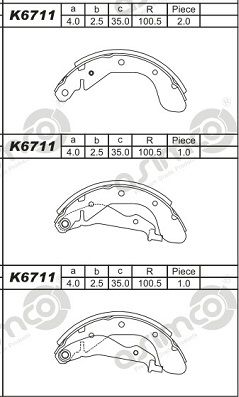 ASIMCO Комплект тормозных колодок K6711