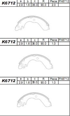 ASIMCO Комплект тормозных колодок K6712