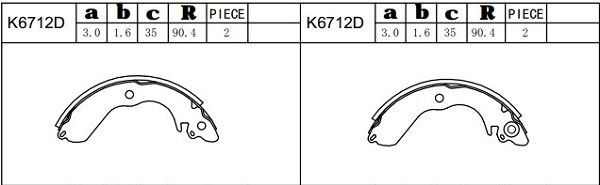 ASIMCO Piduriklotside komplekt K6712D