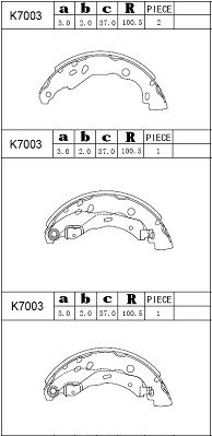 ASIMCO Комплект тормозных колодок K7003