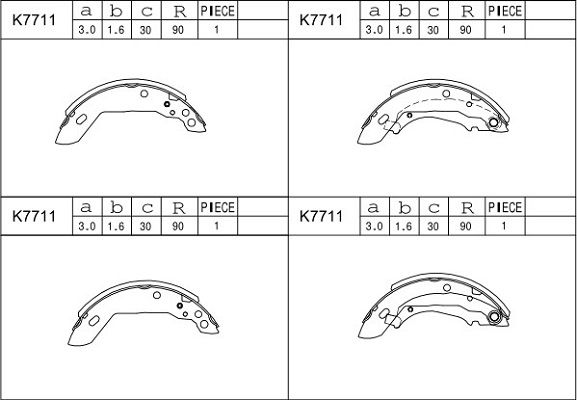 ASIMCO Piduriklotside komplekt K7711