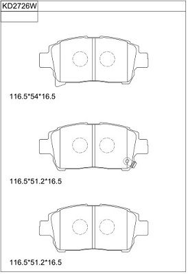 ASIMCO Комплект тормозных колодок, дисковый тормоз KD2726W