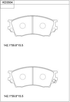 ASIMCO Комплект тормозных колодок, дисковый тормоз KD3504