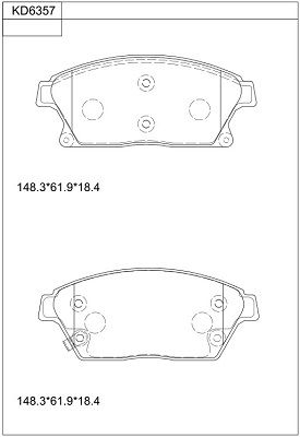 ASIMCO Комплект тормозных колодок, дисковый тормоз KD6357