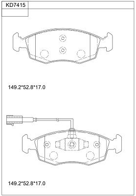 ASIMCO Комплект тормозных колодок, дисковый тормоз KD7415