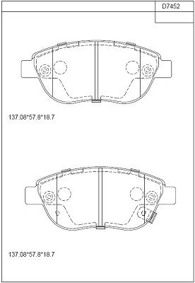 ASIMCO Комплект тормозных колодок, дисковый тормоз KD7452