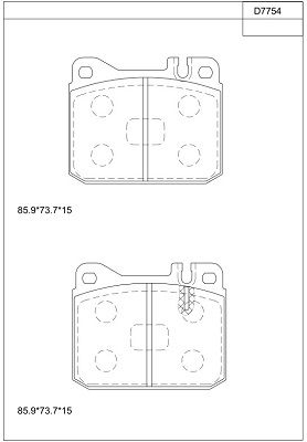 ASIMCO Комплект тормозных колодок, дисковый тормоз KD7754