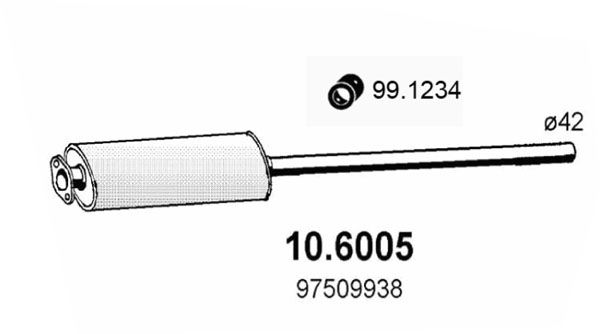ASSO Средний глушитель выхлопных газов 10.6005