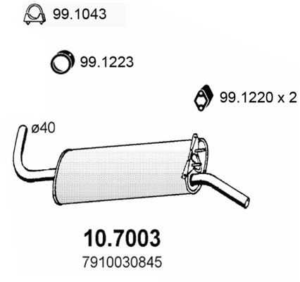 ASSO Глушитель выхлопных газов конечный 10.7003