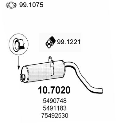 ASSO Глушитель выхлопных газов конечный 10.7020