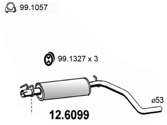 ASSO Средний глушитель выхлопных газов 12.6099