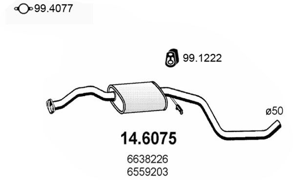 ASSO Средний глушитель выхлопных газов 14.6075