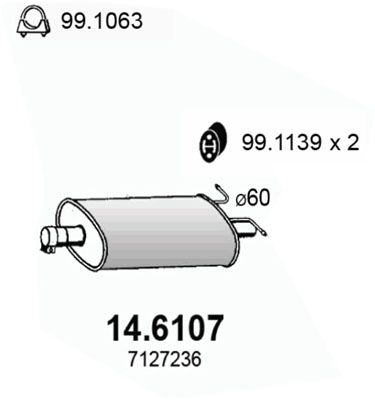 ASSO Средний глушитель выхлопных газов 14.6107