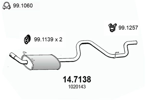ASSO Глушитель выхлопных газов конечный 14.7138